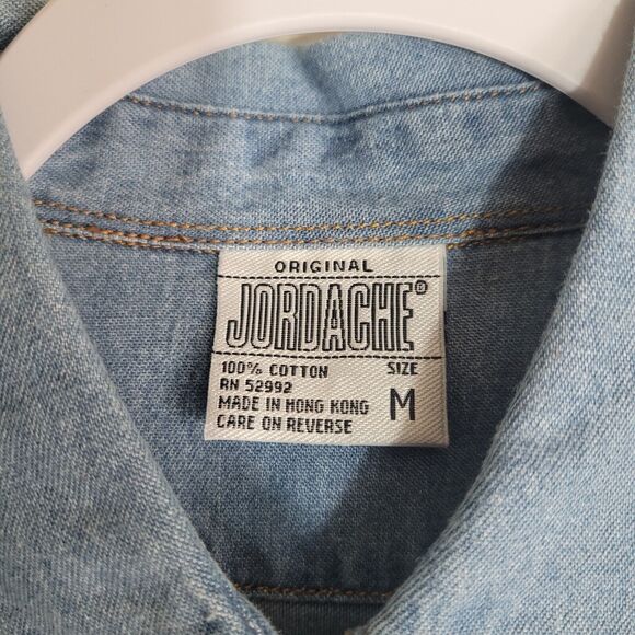 Vintage 90's Jordache Denim Button Up Pocket Shirt Women's Size Medium Blue Y2K - Picture 7 of 10